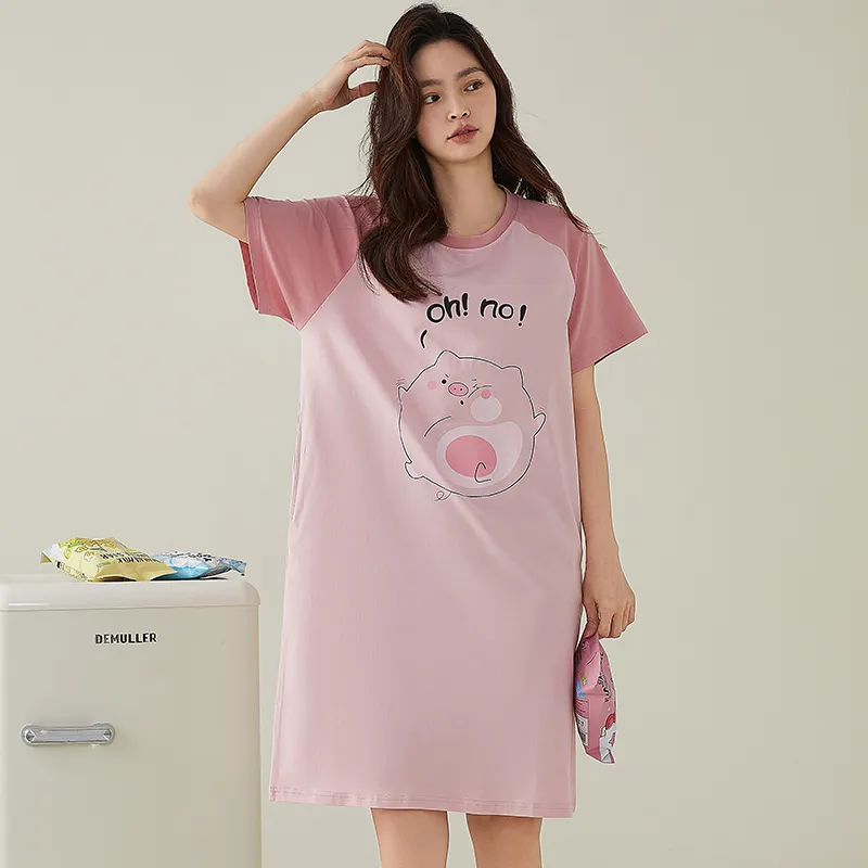 FENTENGCARE Nightgown Women's Pink-6