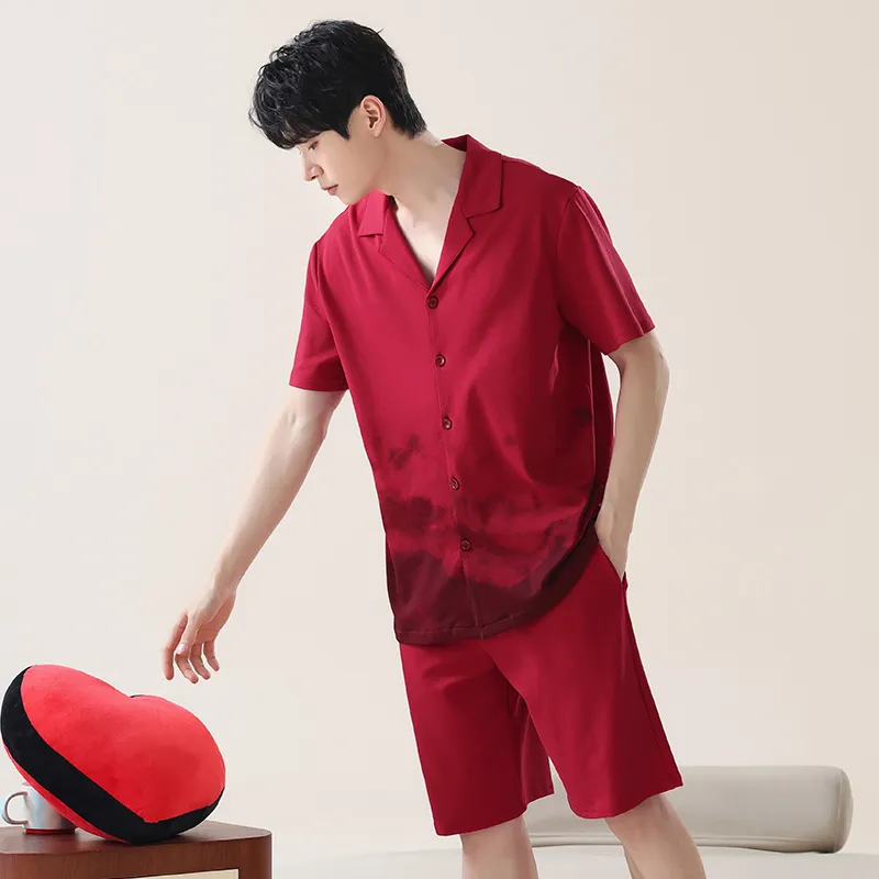 FENTENGCARE Pajama Set Men's Red-5