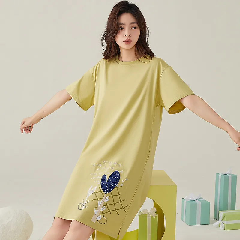 FENTENGCARE Nightgown Women's Light Green-4