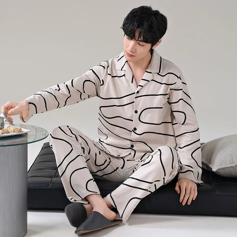 FENTENGCARE Pajama Set Men's Khaki-6