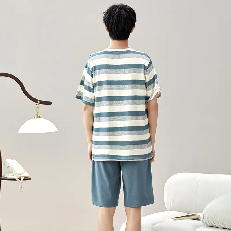 FENTENGCARE Pajama Set Men's Peacock Blue-1