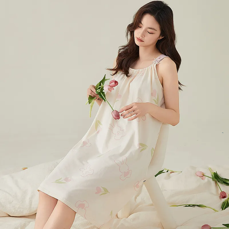 FENTENGCARE Nightgown Women's White-3