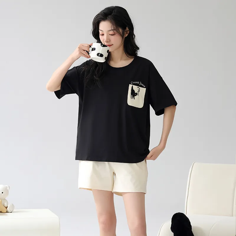 FENTENGCARE Pajama Set Women's Black-2