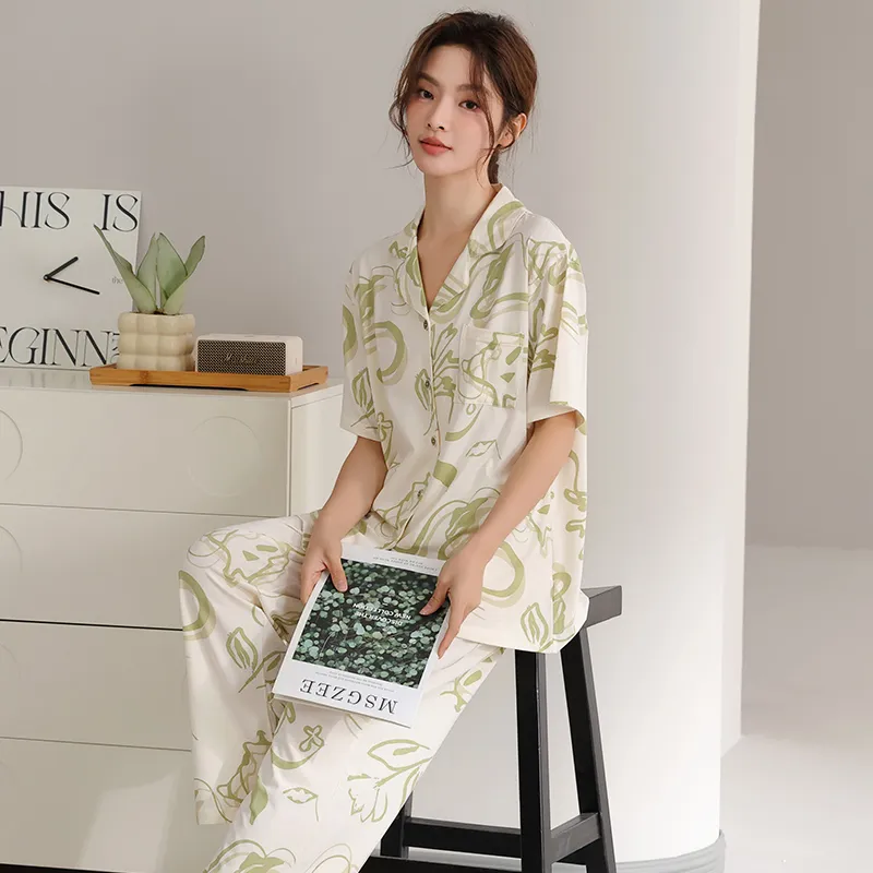 FENTENGCARE Pajama Set Women's Light Green-6