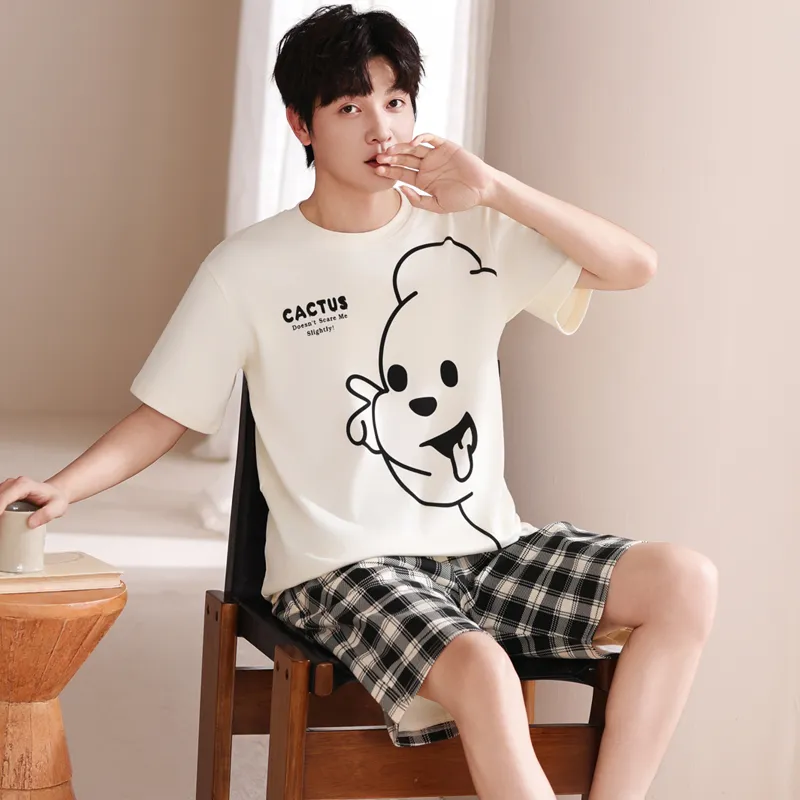 FENTENGCARE Pajama Set Men's White-7