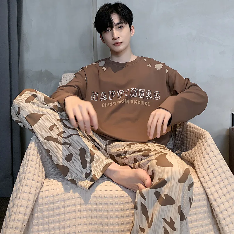FENTENGCARE Pajama Set Men's Coffee-3