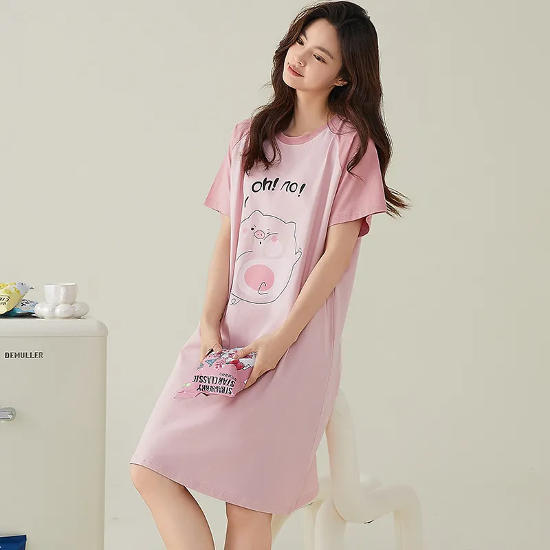 FENTENGCARE Nightgown Women's Pink-5