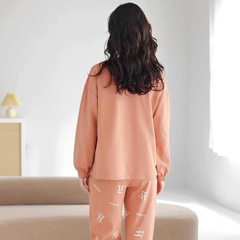 FENTENGCARE Pajama Set Women's Orange Red-1