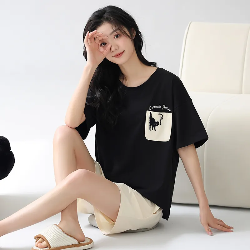 FENTENGCARE Pajama Set Women's Black-3