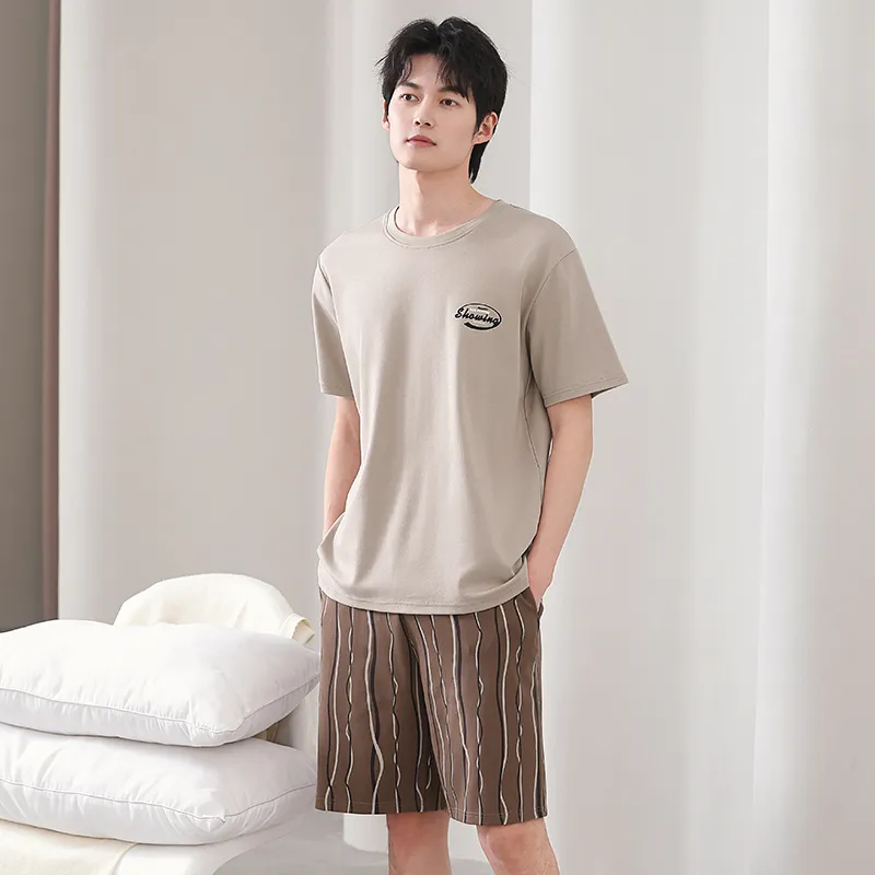 FENTENGCARE Pajama Set Men's Coffee-3