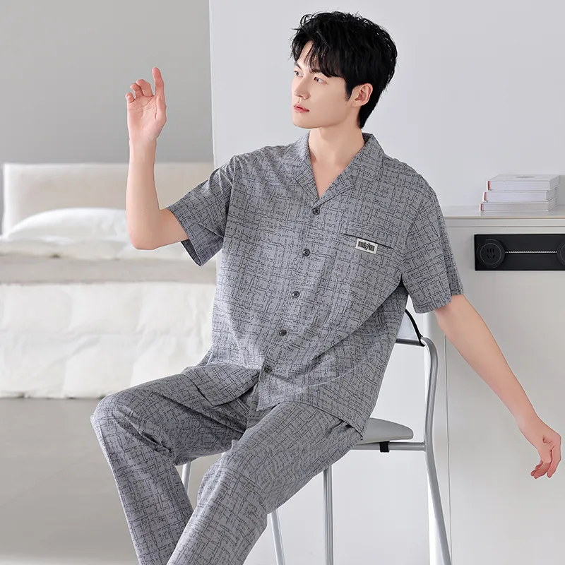 FENTENGCARE Pajama Set Men's Gray-6