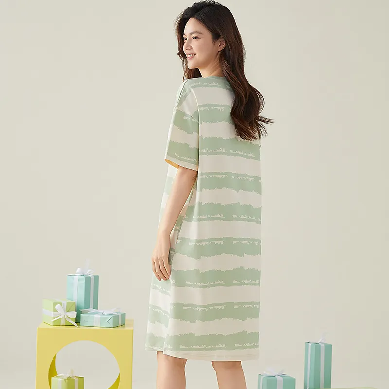 FENTENGCARE Nightgown Women's Light Green-7