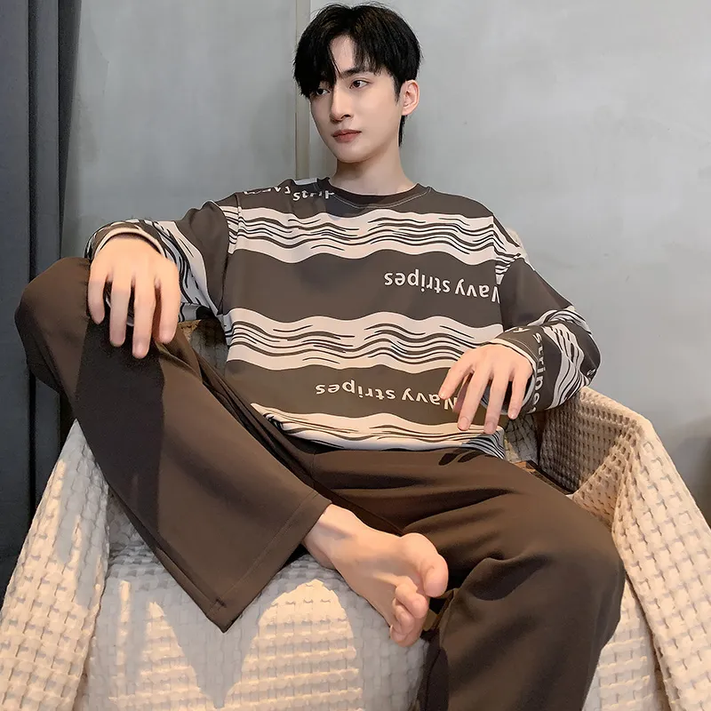 FENTENGCARE Pajama Set Men's Coffee-3