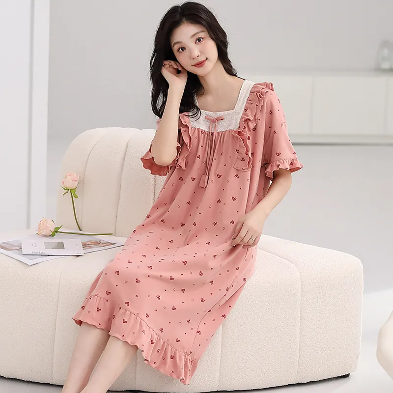 FENTENGCARE Nightgown Women's Peach-2
