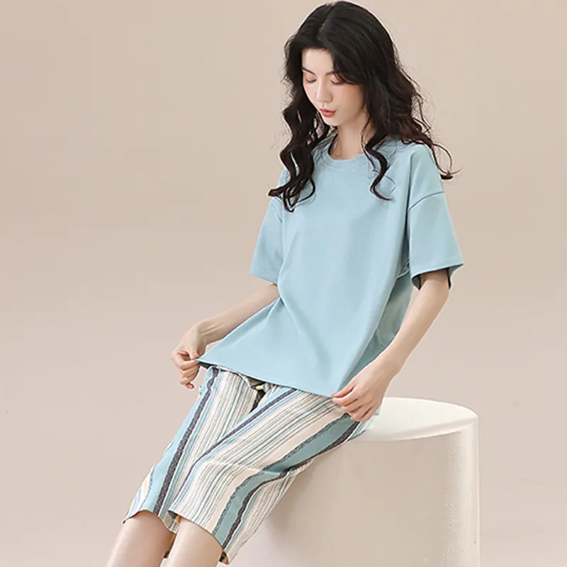 FENTENGCARE Pajama Set Women's Peacock Blue-6