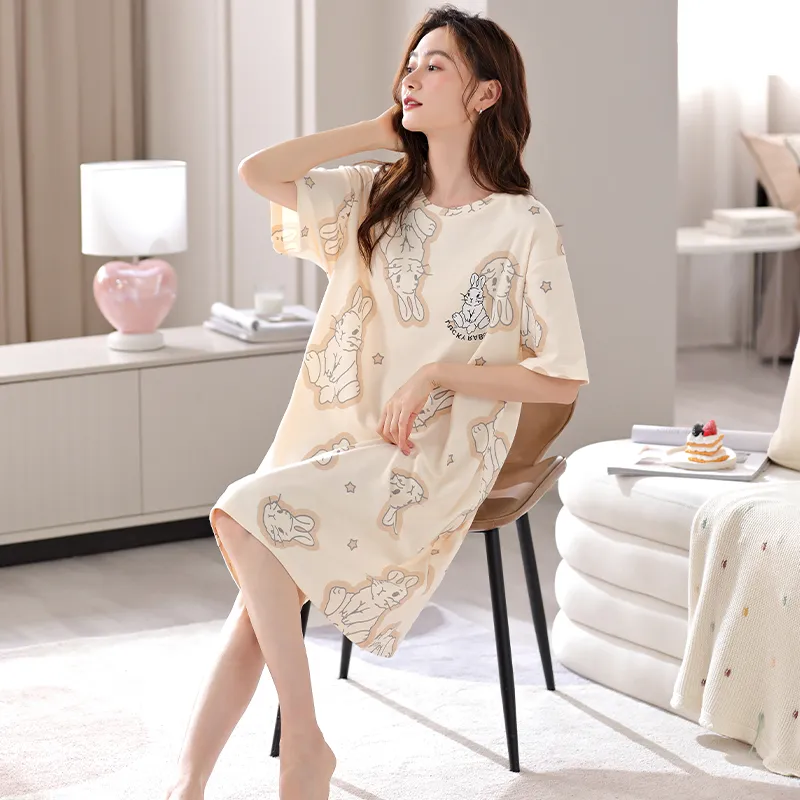 FENTENGCARE Nightgown Women's Apricot-4