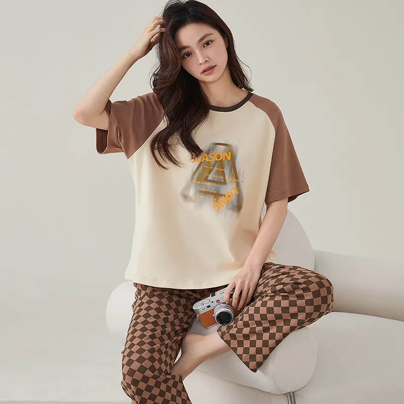 FENTENGCARE Pajama Set Women's Brown-4