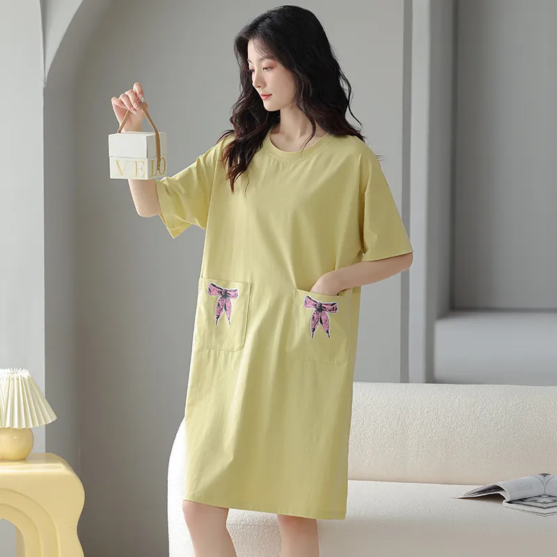 FENTENGCARE Nightgown Women's Green Yellow-1