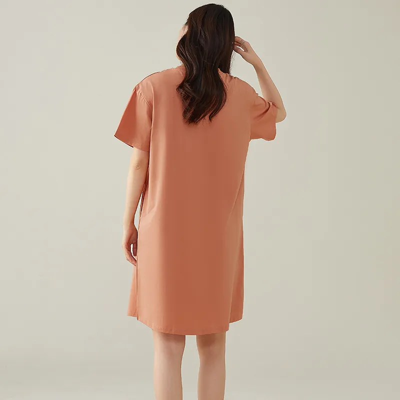 FENTENGCARE Nightgown Women's Orange Red-7