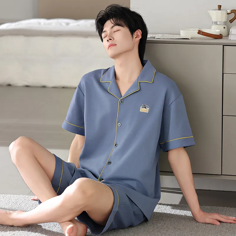 FENTENGCARE Pajama Set Men's Peacock Blue-2