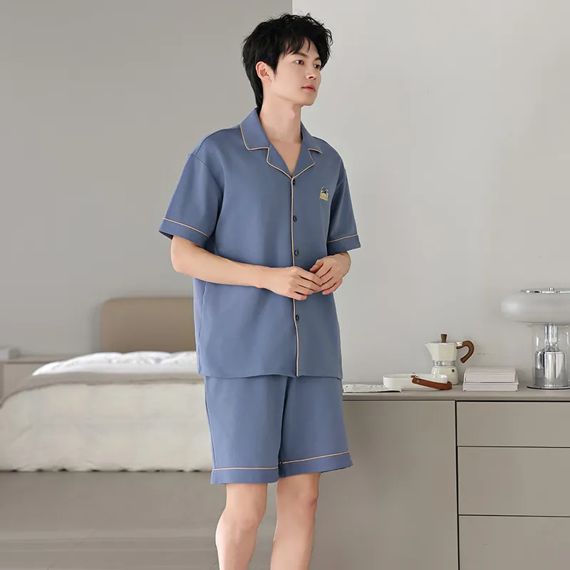 FENTENGCARE Pajama Set Men's Peacock Blue-6