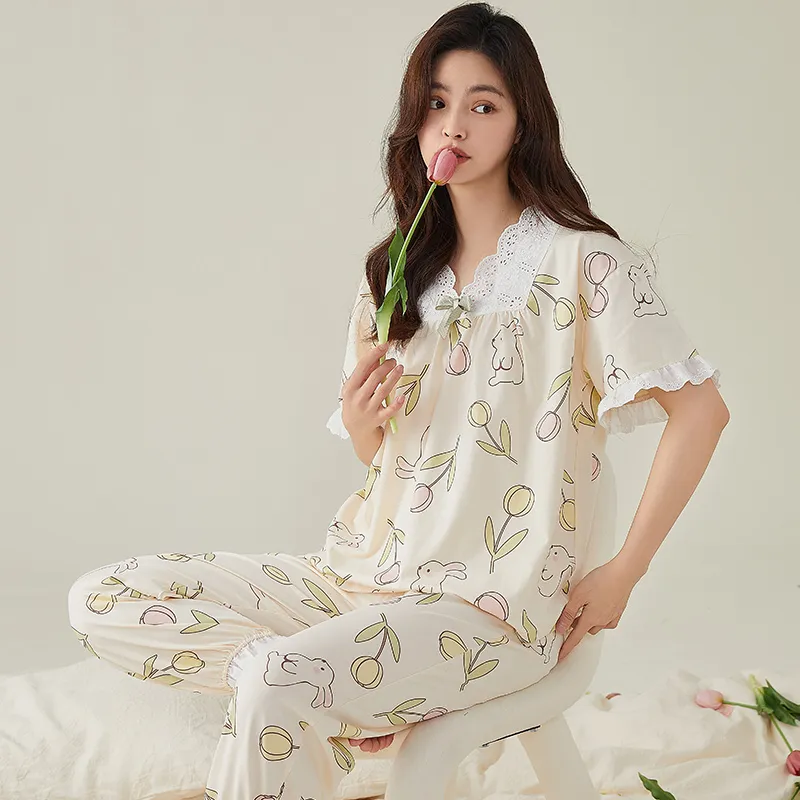 FENTENGCARE Pajama Set Women's White-5