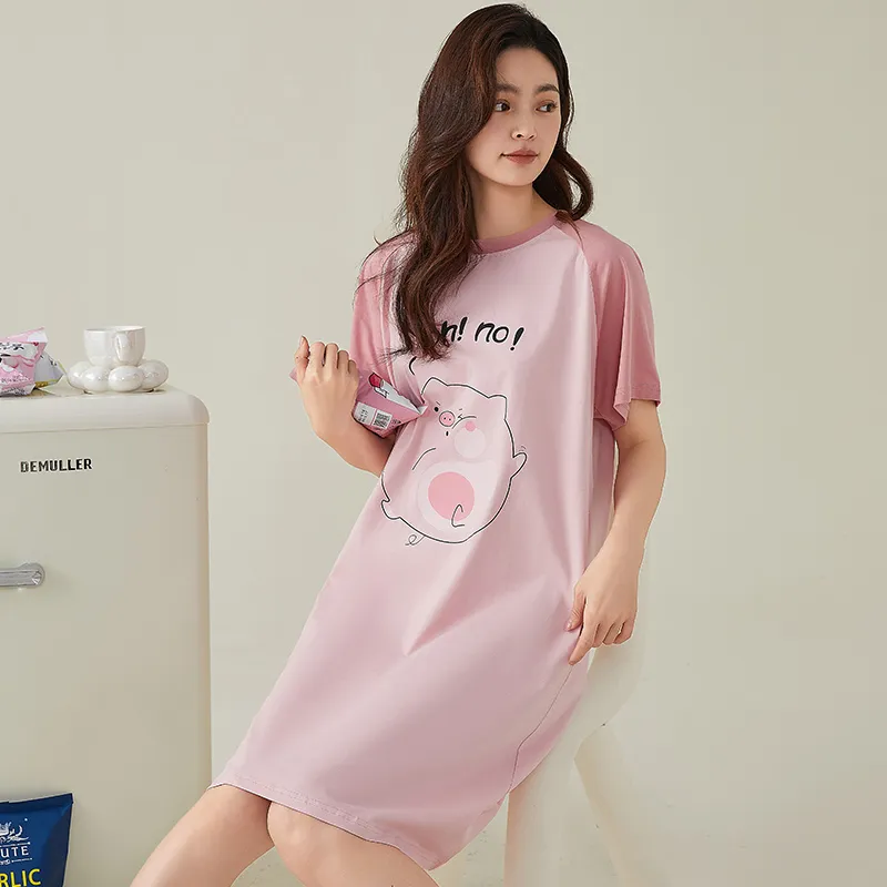 FENTENGCARE Nightgown Women's Pink-4