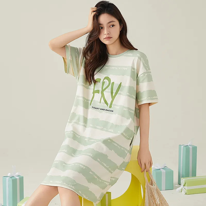 FENTENGCARE Nightgown Women's Light Green-3