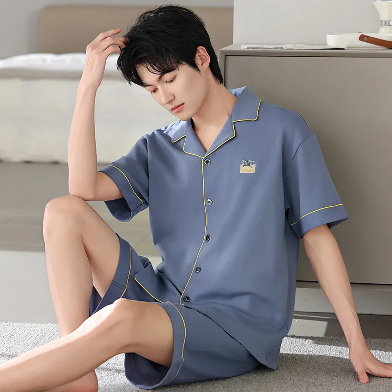 FENTENGCARE Pajama Set Men's Peacock Blue-3
