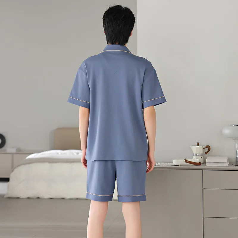 FENTENGCARE Pajama Set Men's Peacock Blue-7