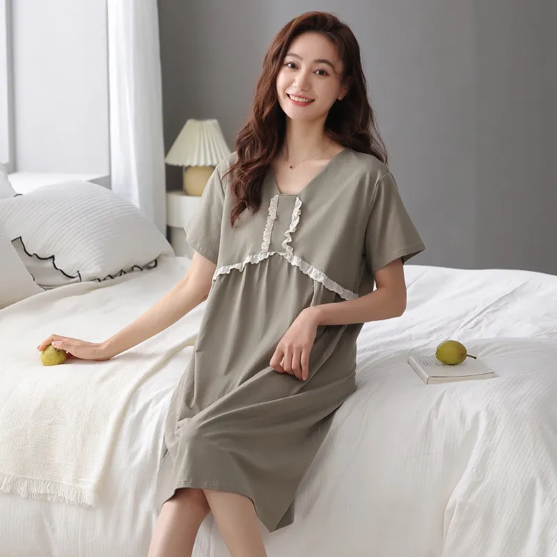 FENTENGCARE Nightgown Women's Gray-5