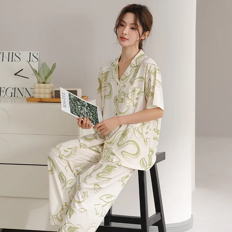FENTENGCARE Pajama Set Women's Light Green-7