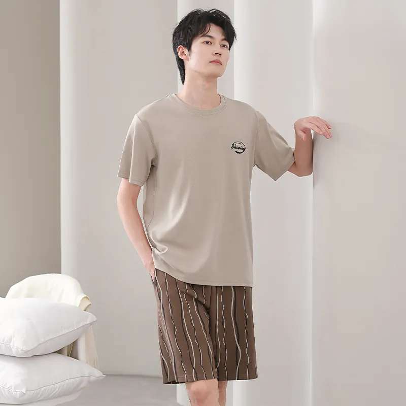 FENTENGCARE Pajama Set Men's Coffee-4