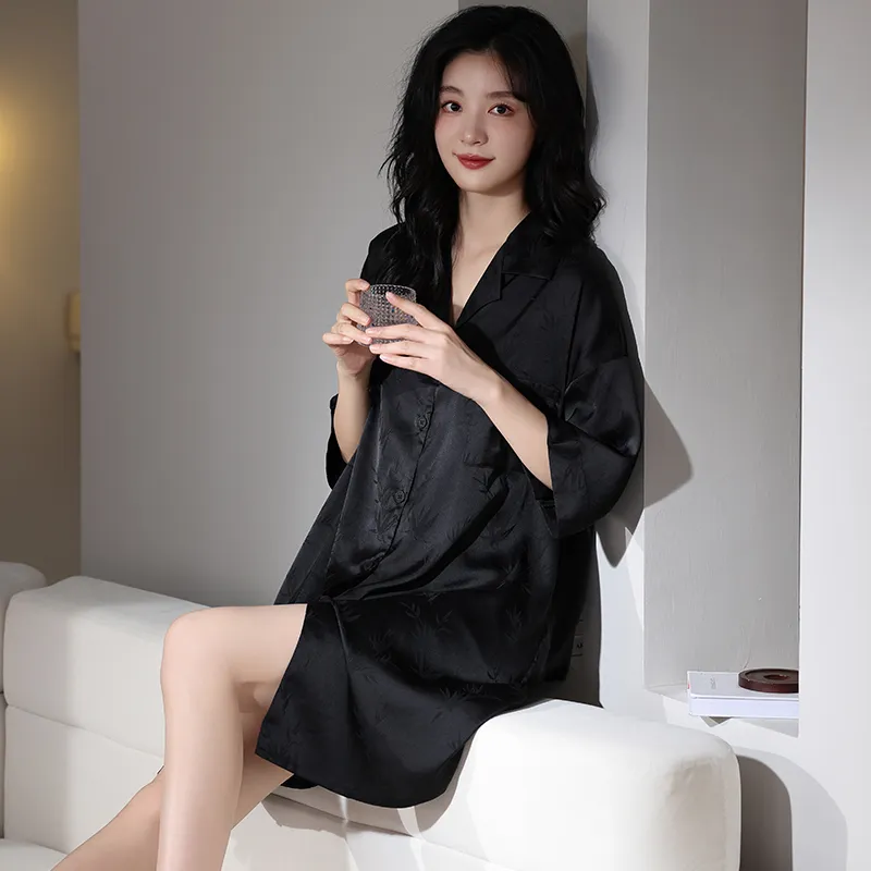 FENTENGCARE Nightgown Women's Black-6