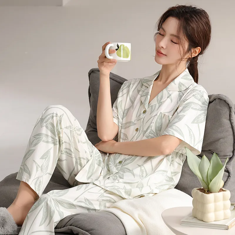 FENTENGCARE Pajama Set Women's Light Green-7