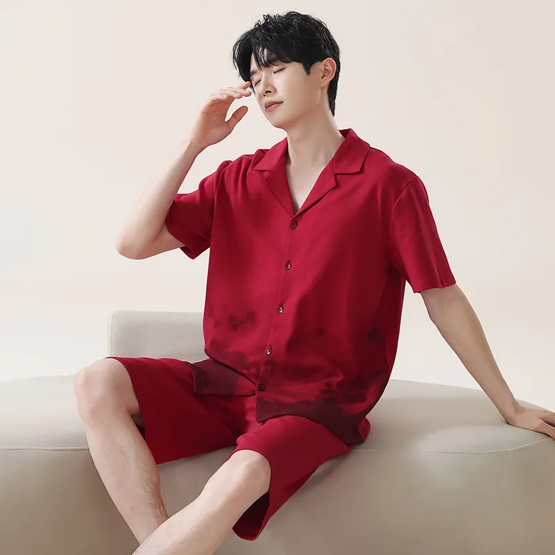 FENTENGCARE Pajama Set Men's Red-1