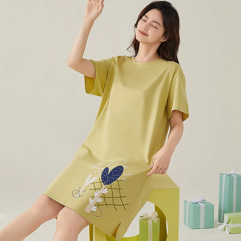 FENTENGCARE Nightgown Women's Light Green-3