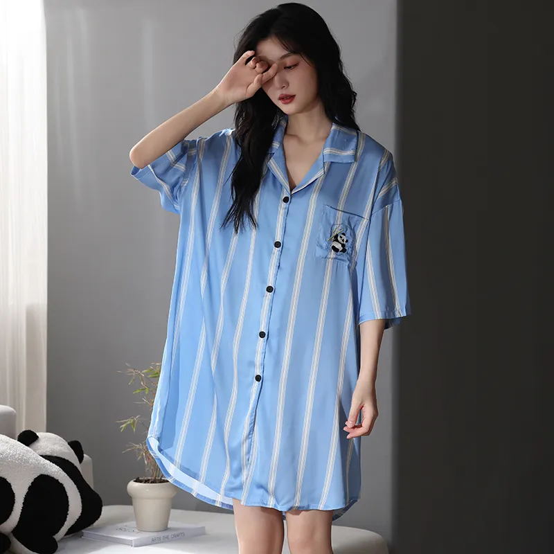 FENTENGCARE Nightgown Women's Blue-1