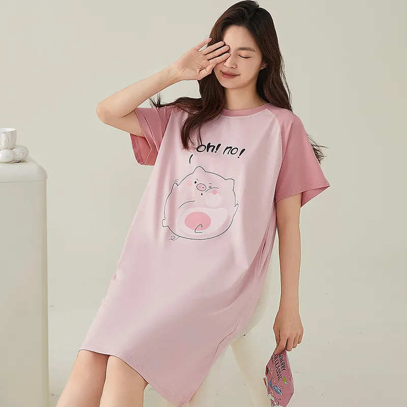 FENTENGCARE Nightgown Women's Pink-1