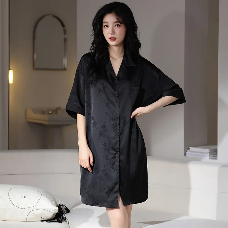 FENTENGCARE Nightgown Women's Black-2