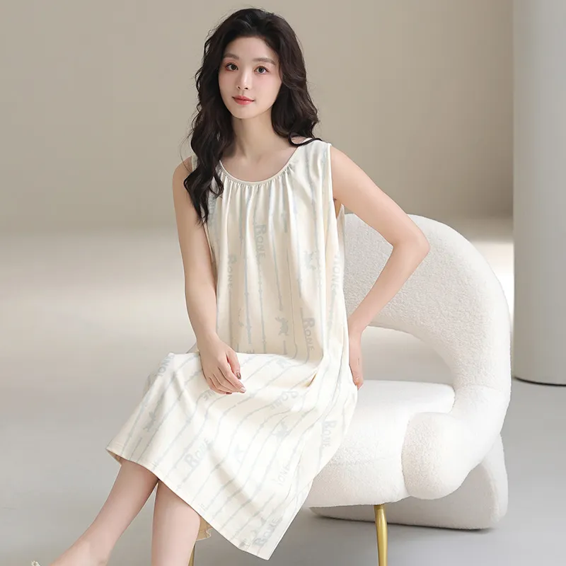 FENTENGCARE Nightgown Women's Apricot-4