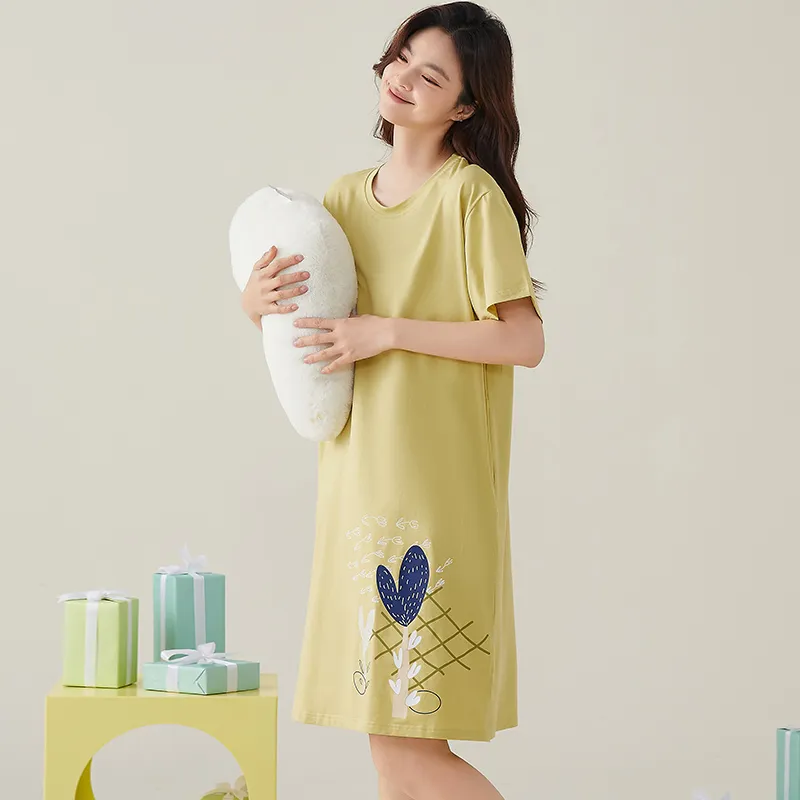 FENTENGCARE Nightgown Women's Light Green-5