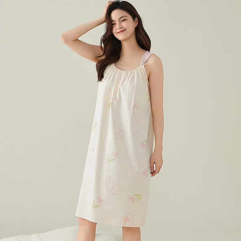 FENTENGCARE Nightgown Women's White-7