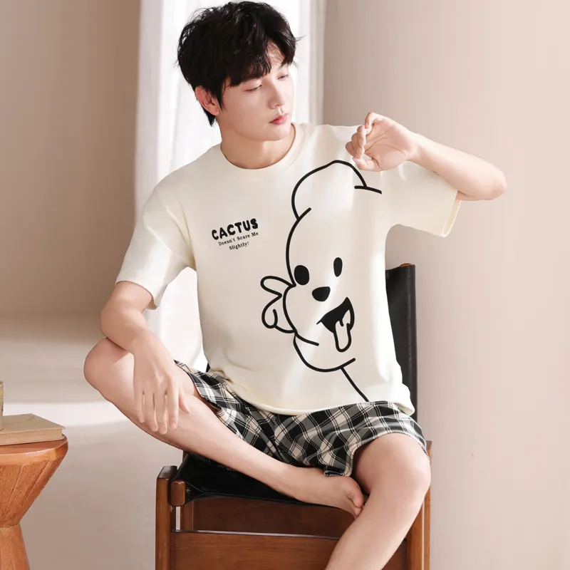 FENTENGCARE Pajama Set Men's White-6