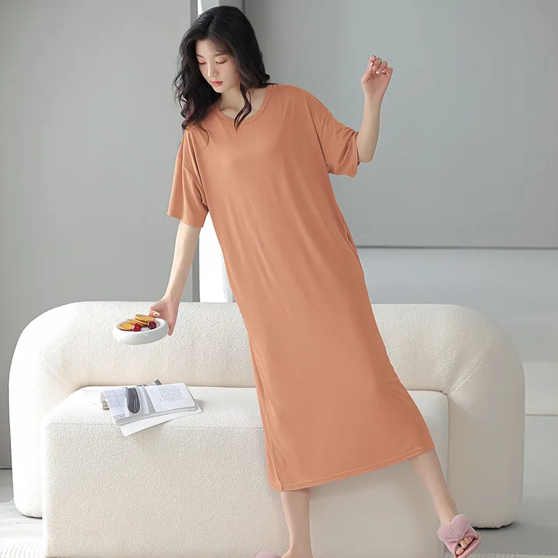 FENTENGCARE Nightgown Women's Orange Red-3