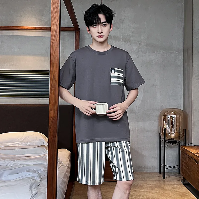 FENTENGCARE Pajama Set Men's Gray-1