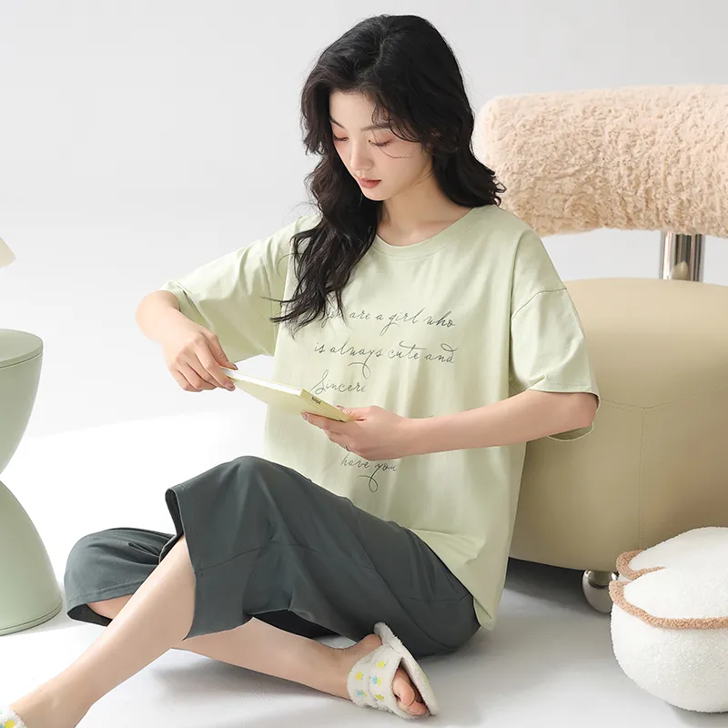 FENTENGCARE Pajama Set Women's Light Green-5