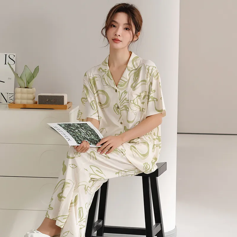 FENTENGCARE Pajama Set Women's Light Green-4
