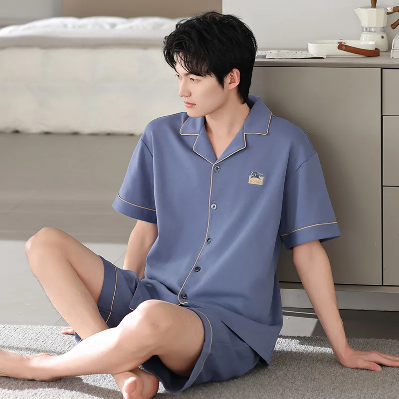 FENTENGCARE Pajama Set Men's Peacock Blue-1