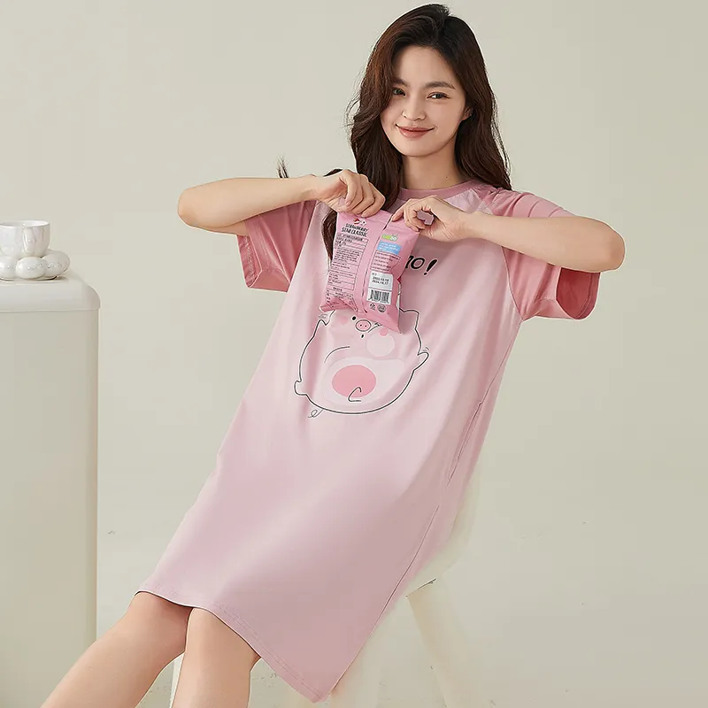 FENTENGCARE Nightgown Women's Pink-2